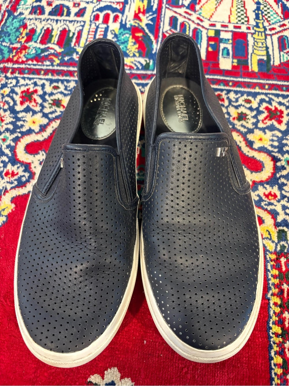 Michael Kors Navy Perforated Slip-On Flats